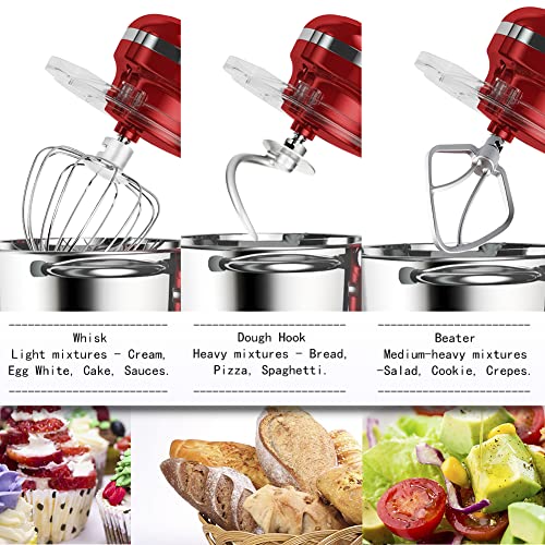 Aucma Stand Mixer,6.5-Qt 660W 6-Speed Tilt-Head Food Mixer, Kitchen Electric Mixer With Dough Hook, Wire Whip & Beater 2 Layer Red Painting (6.5Qt, Red) #TOP5