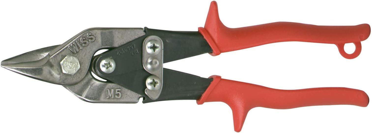 Crescent Wiss MetalMaster Bulldog Straight Snips - Premium Metal Cutter with Spring-Loaded Return - M5R - 9-1/4", Red