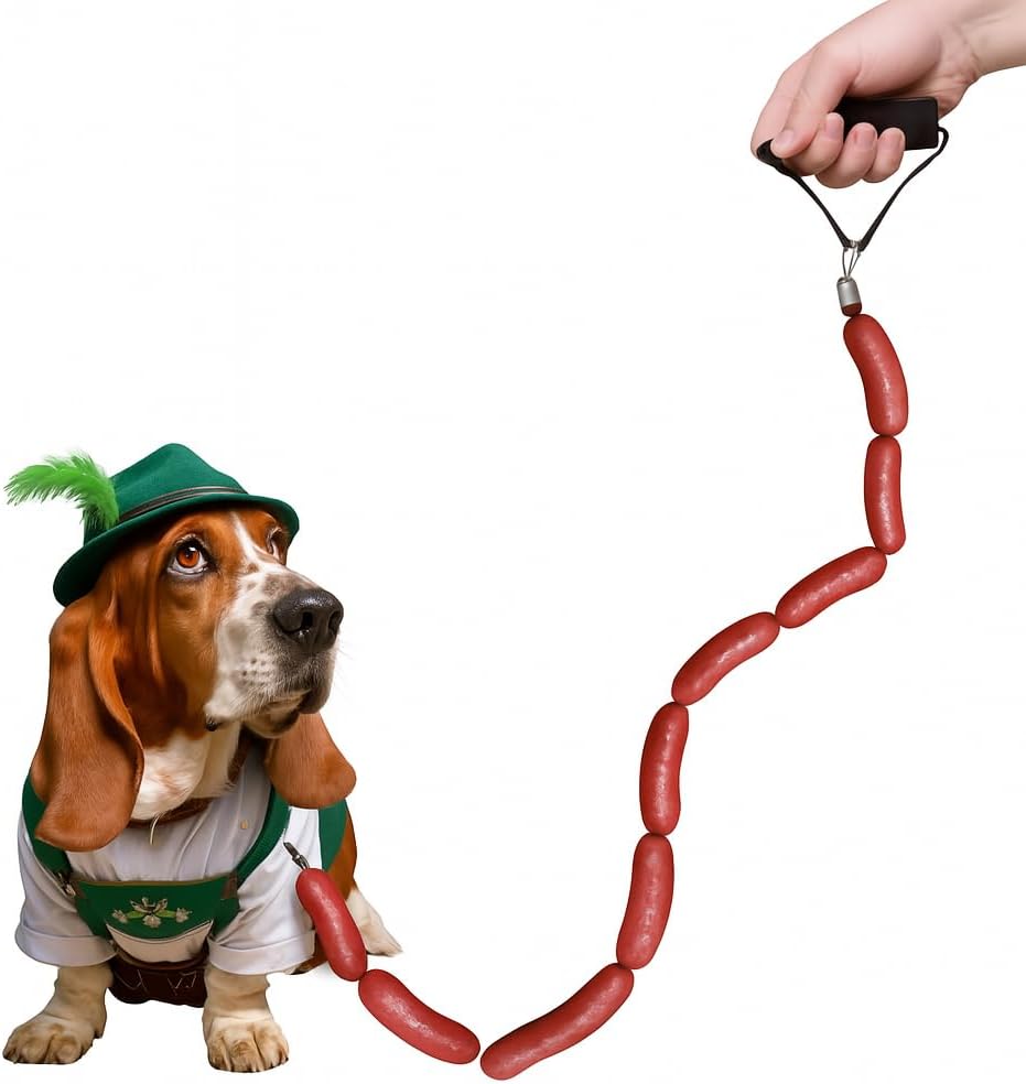 Oktoberfest Dog Hot Dog Sausage Wurst Funny Leash with Comfortable Padded Handle, Heavy Duty for Large, Medium, Small Dogs (Leash ONLY)