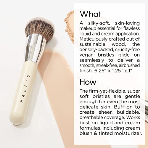 Haleys Brilliant Kabuki Brush, Soft, Streak-Free, Perfect Blending, Buff, Blurs, Smooths, Control, Precision, Complexion Tools For Liquid, Cream, Skincare, Powder, Vegan, Cruelty-Free, Sustainable Wood #TOP2