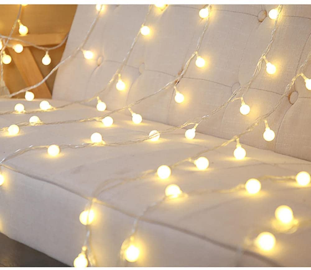 Lichterkette, Runde Lichterkette mit Kugeln, kreative LED-Lichterkette, batteriebetriebene Deko-Lichter for Terrasse, Zuhause, Hochzeit, Party, Schlafzimmer, Geburtstag(Colourful,19.6FT(40LED))