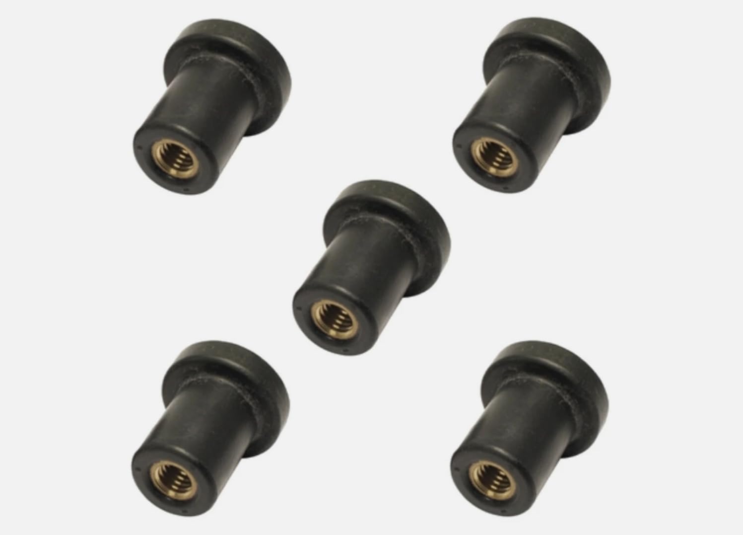 Rubber Well Nut Rivet Fasteners for Motorbike Fairing, M5, Cavity Fixings, 5 Pack