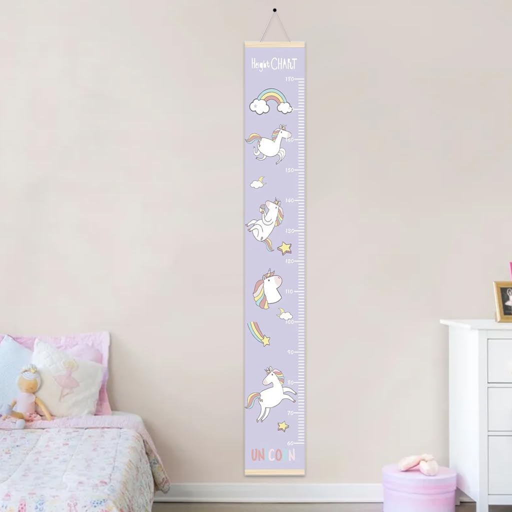 SNOWIE SOFT Cartoon Unicorn Growth Chart For Kids 60-180Cm Wall Hanging Growth Chart For Kids & Teenagers Canvas Cartoon Growth Chart Waterproof Canvas Growth Chart For Kid's Room,1 Count,Purple - Image 9 thumbnail