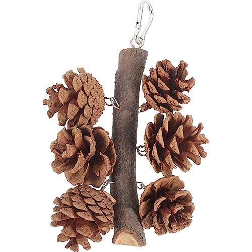POPETPOP Pine Cone Parrot Toy Bird Chewing Toy Natural Pine Cones Hanging Foraging Toys Parrot Tearing Toys for Parakeet Cockatiel Conure African Grey Lovebirds Cockatoos