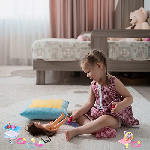 20 Pieces Dollhouse Accessories Doll Travel Accessories Mini Laptop Computer Phone Toy Miniature Glasses Headset Drink Toys Plastic Doll Accessories For Dolls (Cute Style) #TOP4
