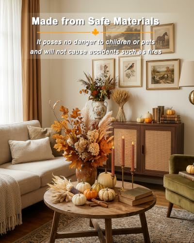 Image of Homemory 9.6 Inch Real Wax Flameless Taper Candles, Terracotta LED Candlesticks 2 Pcs with 3D Flame Remote and Timer, Battery Operated for Thanksgiving Mother's Day Teacher Appreciation Gifts
