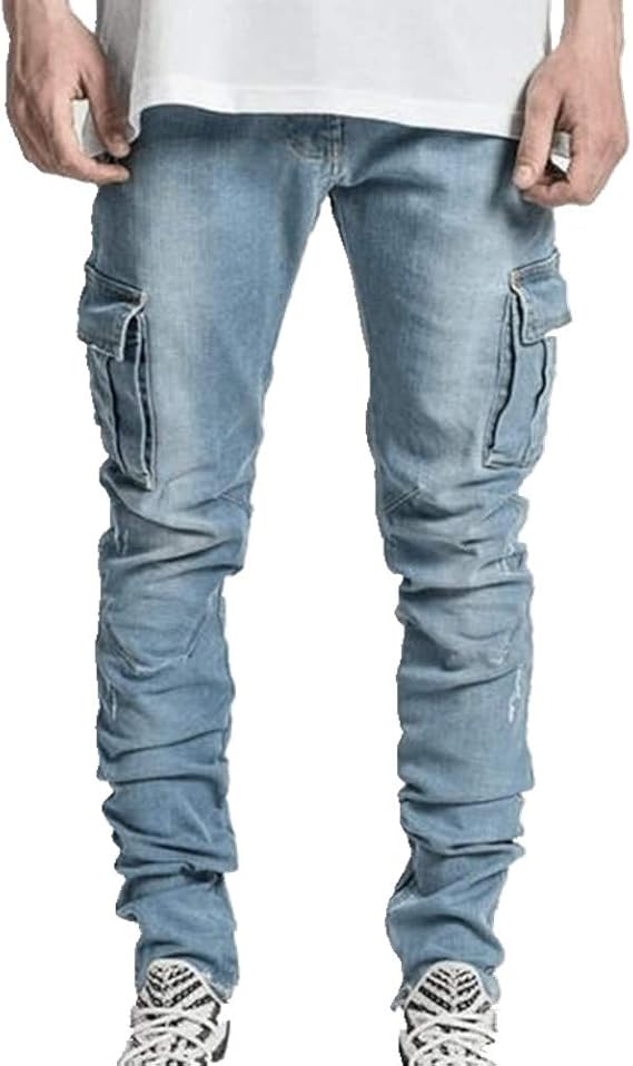 N\\P Jeans Herren Seitentasche Small Foot Skinny Jeans Herren Hose ...