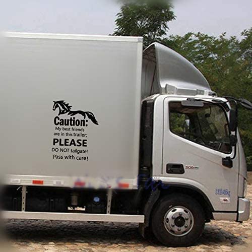 Horse Trailer Sticker Caution My Best Friends Sticker Window Door Decor For Trailer Decoration Safety Warning Decal Camper Decor (Black, 10''X12'') #TOP4