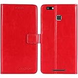 TienJueShi Rosso Premium Retro Business Stand Portafoglio Caso in Pelle Case Copertina Custodia Protettiva Cover Skin per Vernee Thor E 5 inch