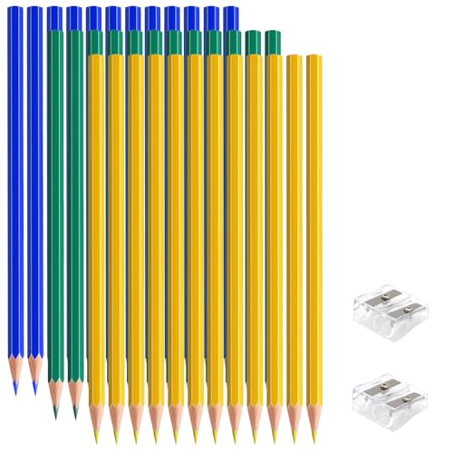 sqzrmdcg 36 PCS Yellow Blue Green Colored Pencils, Pre-sharpened Professional Wooden Art Pencils Set for Artists Painting | Premium Drawing Sketching Supplies (Yellow Blue Green)
