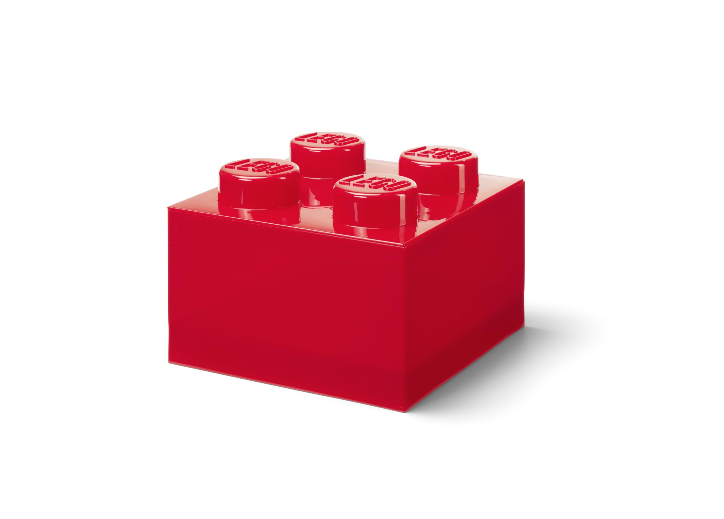 LEGO Storage Brick 4 Knobs Translucent Red - Stackable Plastic Storage Box with Lid for Kids and Adults Desk Organizer and Toy Box