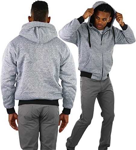 Image of ToBeInStyle Men's Polar Fleece Long Sleeve Zip Up Kangaroo Pocket Cold Weather Hoodie Jacket