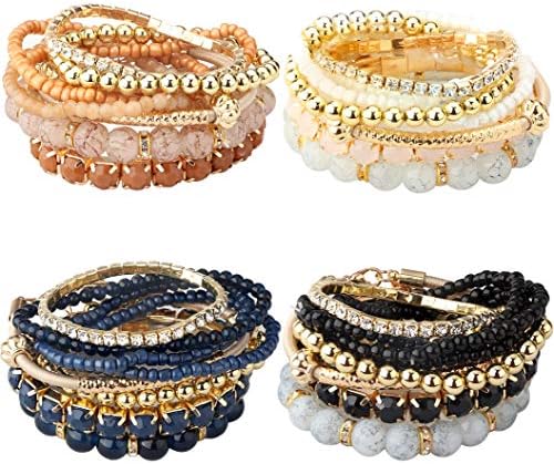 Set * Braccialetti Di Perline Con Mini Cuore D'amore, Impilabili, Con * A * Decorazione Di Gioielli - Foto 3