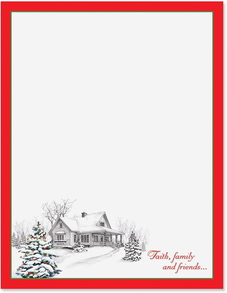 Christmas Treats Stationery Paper - 80 Sheets 8.5x11 Holiday Letterhead For Invites & Letters