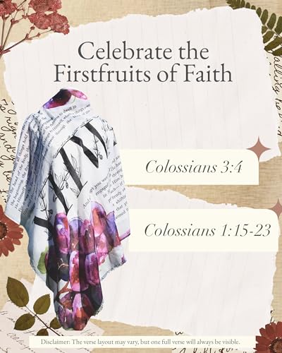 Firstfruits Prayer Shawl - 35x70 Scarf for Women with Scriptures and Grape Symbols Made3