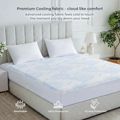 Image of AYKA Combo Pack Waterproof Mattress Protector & 2 Pillow Protectors | King Size 78x72 Inch | 100% Waterproof Cooling Bed Protector | Breathable, Noiseless Mattress & Pillow Covers | 6.5 x 6 ft | White