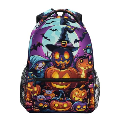Sac à dos pour enfants léger motif chauve-souris citrouille pour éviter le mal de dos