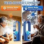 Portatif Air Ventilateur de conditionnement,4-IN-1Rechargeable Mini Air Conditionneur avec 6 Vitesses,1-6H Heureur,7 LED & Vaporisateur, Eau & Réservoir de glace, évaporation personnelle Air Refroidisseur pour Chambre,Bureau,Camping & Voyages