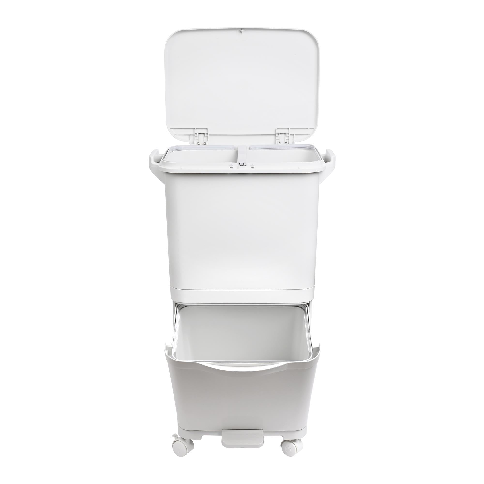 WELL HOME MOBILIARIO & DECORACIÓN Pattumiera a pedale selettiva, con doppio scomparto da 38 litri e manico a pedale (24 l + 14 l).