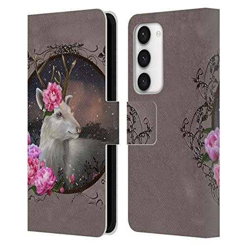 Étui cuir Samsung Galaxy S23 5G Ash Evans White Deer avec rabat magnétique