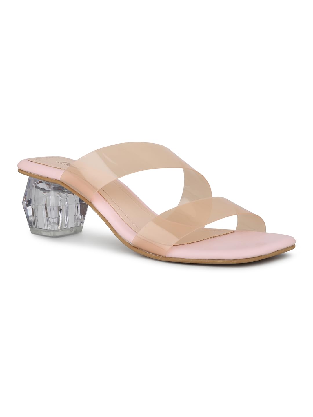 inc.5 Women Peach Party And Club Wear Clear/Transparent Square Heeled Mules-picture-36