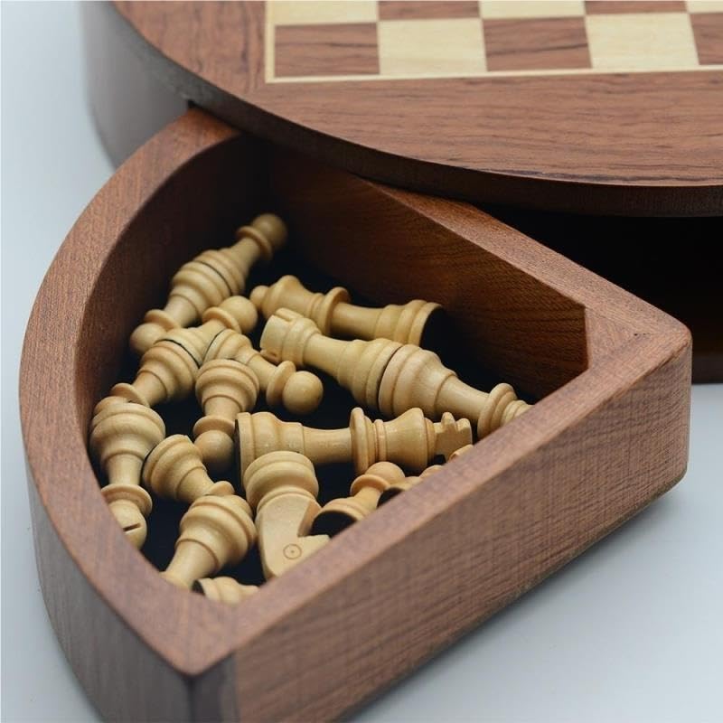 Schachspiel mit tragbarem Holzschachbrett mit Stauraum Schach