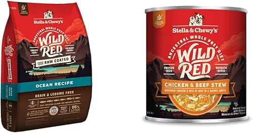 Miniatura 1 de Stella &amp; Chewy's Wild Red - Alimento seco para perros con croquetas crudas, sin granos, receta oceánica, bolsa de 21 libras + alimento húmedo de