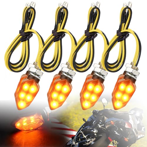 Intermitentes Moto Universal 4PCS 12V Homologadas E-Mark E24 con 5 LED Mini Intermitentes Moto Tuerca M8 Lámpara Indicador Señal Giro Impermeable IP65 para Motocicleta Scooter ATV Vehículo Todoterreno