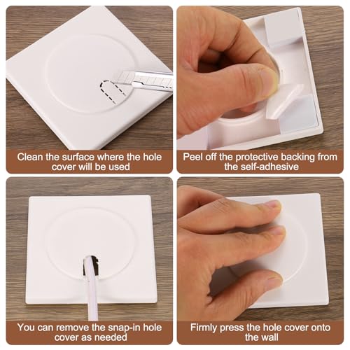 Cubiertas de tubería de 51 mm para cables de pared con tapón rectangular desmontable uxcell 6