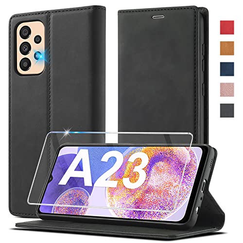 Handyhülle für Samsung Galaxy A23 4G Hülle Leder [Mit A23 Schutzfolie]für Samsung Galaxy M23 5G Hülle Klappbar Leder Flip Wallet 360 Grad Stoßfeste Case Schutzhülle für Samsung Galaxy A23 Hülle 4G/5G Cover