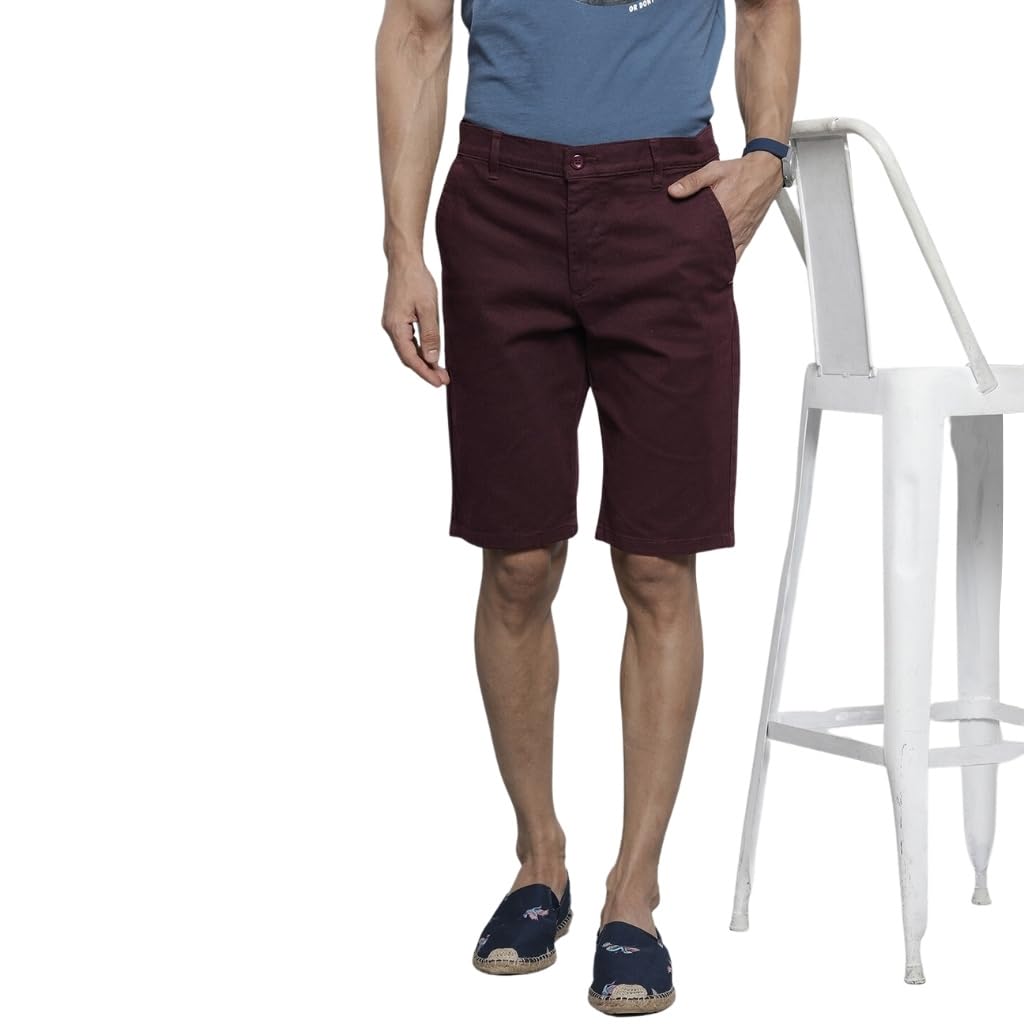 the indian garage co Men Slim Fit Solid Mid-Rise Chino Shorts-picture-58