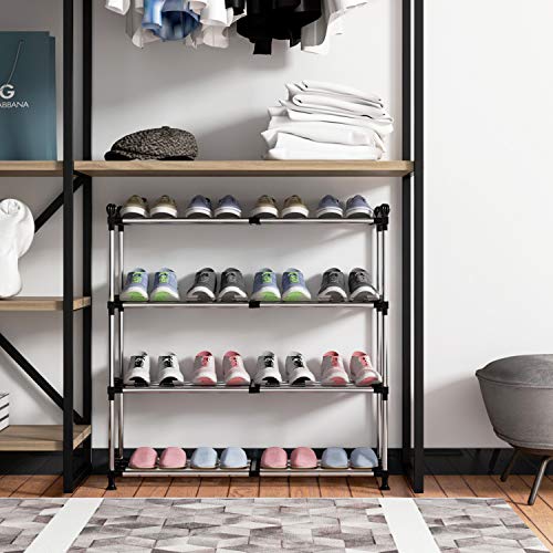 Dusasa Shoe Rack Organizer For Closet Entryway, 4-Tier Expandable Free Standing Shoe Rack Metal Iron Of Adjustable Shoes Organizer, Stackable Shoe Shelf For Entryway Doorway #TOP3