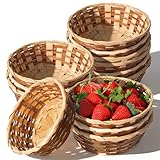 20 Pack Round Gift Baskets, 7' Natural Bamboo Woven Baskets – Small Bread & Fruit Serving Basket for Kitchen, Storage, Display, Party, Wedding, and Home Decor