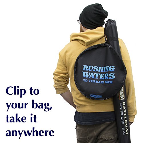 Stratagem Rushing Waters Wargaming Rivers & Lake Neoprene Battlemat Terrain - 15 Pieces! Over 12 Feet Of 4" Wide Rivers - Suits Grass, Snow, Desert And Other Tabletop Gaming Biome Scenery #TOP6