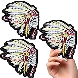 2 Pcs Skull Chief Delicate Embroidered Patches, Cute Embroidery Patches, Iron On Patches, Sew On Applique Patch,Cool Patches for Men, Women, Kids