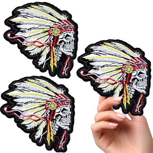 2 Pcs Skull Chief Delicate Embroidered Patches, Cute Embroidery Patches, Iron On Patches, Sew On Applique Patch,Cool Patches for Men, Women, Kids