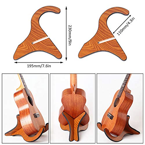 Ukulele Stand Universal Wooden Thicken Plywood X-Frame Style Portable String Instrument Holder for Mandolins Banjos Violins with Alloy Capo Gift (Ukulele Stand)
