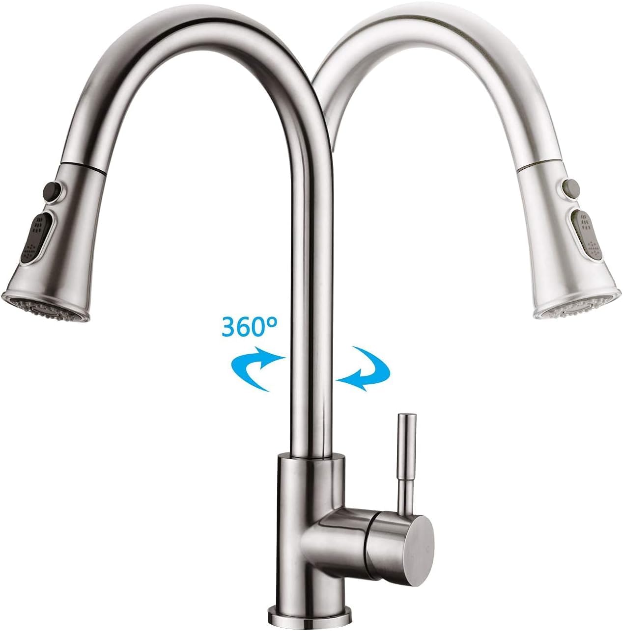 Robinet Cuisine avec Douchette Extensible Mitigeur Acier Inoxydable Rotatif 360° 3 Modes Réglage Débit