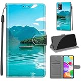 Handyhülle für Samsung Galaxy A41 Hülle, Samsung A41 Hülle, Premium Leder Flip Klappbare Stoßfeste Magnetische [Standfunktion] [Kartenfächern] Schutzhülle Tasche - Boot