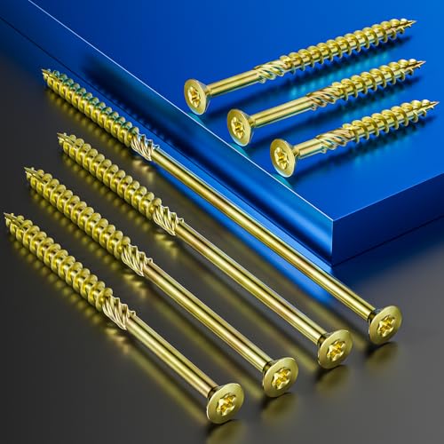 Image of Wensilon 5 /16 * 4 inch Yellow Zinc Deck Screws, (39pcs) 2 lbs.Exterior Wood Screws, Bronze, Star Bit