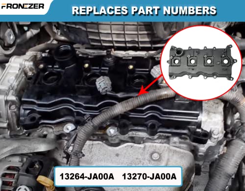Fronezer Engine Valve Cover With Gasket, Bolts, Pcv Valve & Oil Cap Compatible With 2007-2013 Nissan Altima Sentra Se-R 2.5L Replace# 13264-Ja00A 13270-Ja00A #TOP2