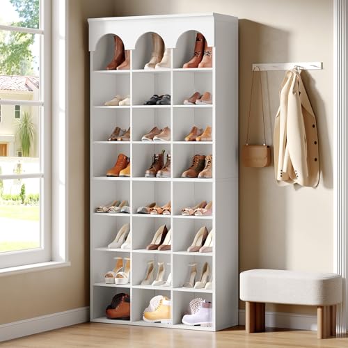 Image of Tribesigns Shoe Storage Cabinet, 70.87 inch Tall Shoe Cabinet with Cubby, Freestanding Shoe Rack Closet Organizer for Entryway, Living Room, 9.65 inch Widened Cell, White
