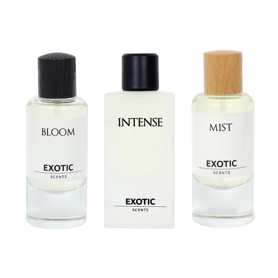 Exotic Scents Intense Mist & Bloom Eau de Parfum Combo Set - 3 x 60ml | Fresh, Floral & Fruity Fragrance Long Lasting