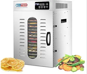 ECOTECH Stainless Steel Food Dehydrator Machine, Fruit & Vegetable Dryer with 12 Stainless Steel Trays Food Preserver