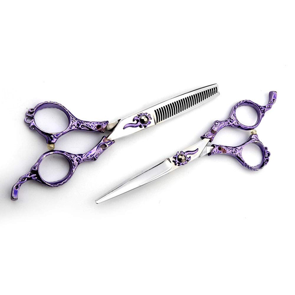 Ciseaux de coiffure pour égaliser et effiler sans effort avec ce duo violet 6 pouces