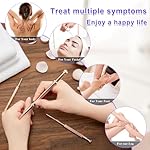 Nuanchu 3 Pieces Facial Reflexology Massage Tool Stainless Steel Manual Acupuncture Pen Retractable Acupuncture, Stainless Steel Double Headed Spring Loaded Ear and Body Point Probe Pen (Rose Gold) - Image 4