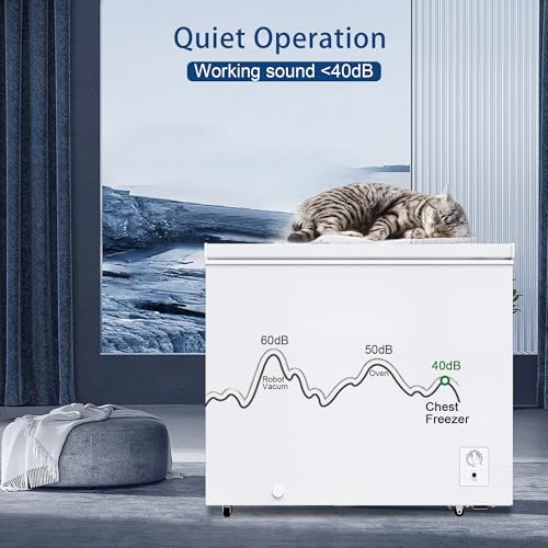 Image of Large Chest Freezer, 10 Cu.Ft Commercial Deep Freezer with 8 Level Adjustable Temperature(-11.2F to 10.4F), Energy Saving Freezer with Removable Basket, Universal Wheels, White