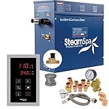 SteamSpa 9kW Steam Sauna Generator Premium Bundle 240V Steam Generator with Touch Pad Control, Steamheads, Pressure Relief Valve, Built-in Auto Drain and Plumber Quick Install Kit PRT900BN-A