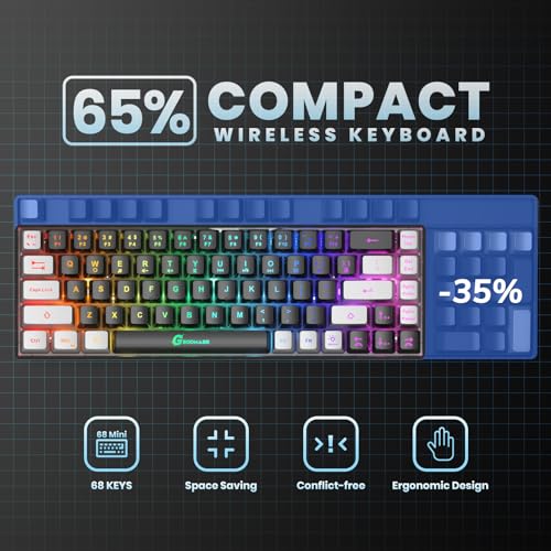 Geodmaer 65% Wireless Gaming Keyboard, Rechargeable Backlit Gaming Keyboard, 68 Keys Ultra-Compact Anti-Ghosting No-Conflict Wireless Keyboard For Pc Laptop Ps5 Ps4 Xbox One Mac Gamer thumb #4