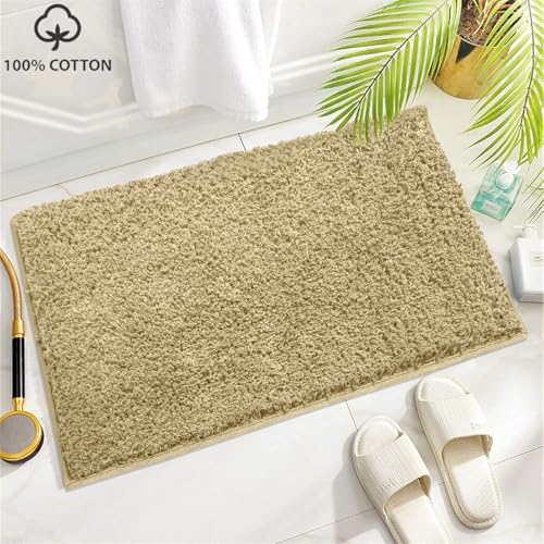 Image of Luxe Home Colosseum Bath Mat 100% Cotton (40x60 cm) Super Soft Non-Slip Bathroom Mat for Bedroom Door (Gold) Pack of 1